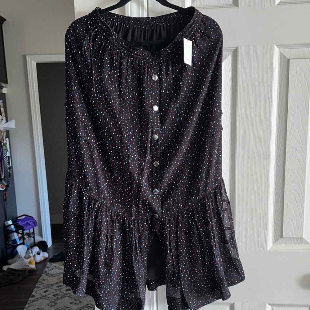 Coach Black Skirt with Multicolor Dots